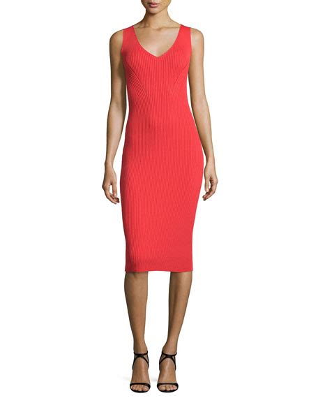 michael michael kors sleeveless v-neck ribbed sweater dress|Sleeveless V.